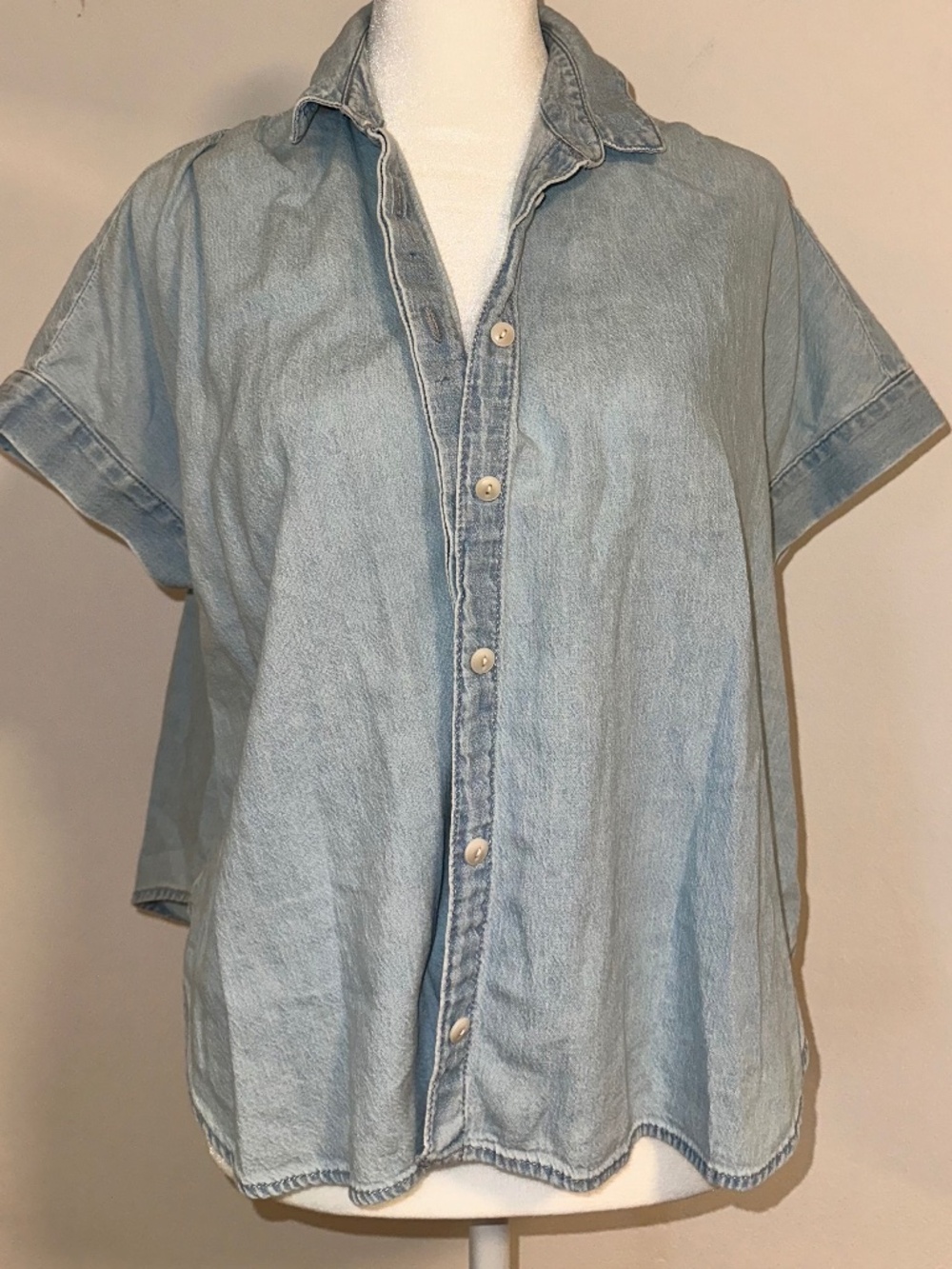 Madewell 100% Cotton Denim Blue Button Down Top